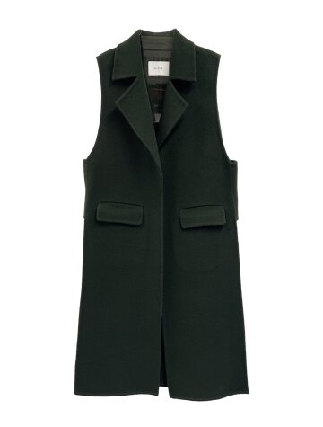 Handmade side slit wool vest_GREEN