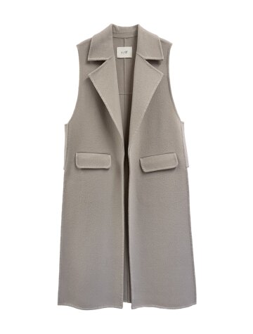 Handmade side slit wool vest_BEIGE