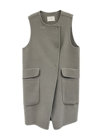 Handmade round double wool vest_GRAY