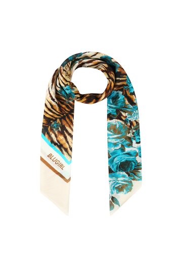 실크 로즈 레오파드 스카프 