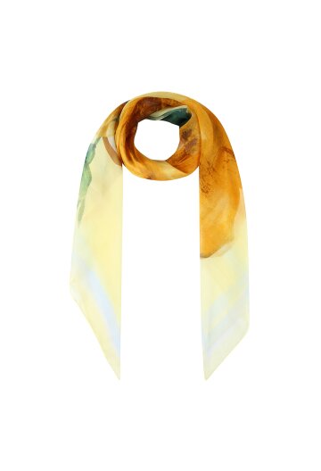 실크 로즈 일러스트 스카프 