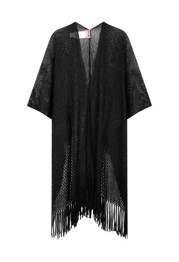 글리터 프린지 판초 스카프 
