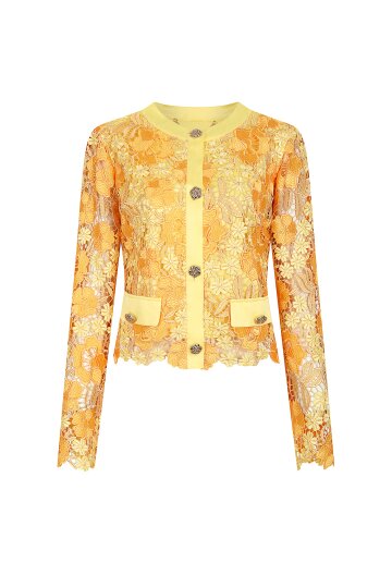 플로럴 레이스 버튼 포인트 재킷 