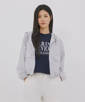 여성 후드포켓 윈드브레이커 (LT-GREY) (HA4UJ1A-35)