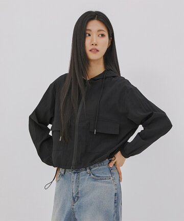 여성 후드포켓 윈드브레이커 (BLACK) (HA4UJ1A-39)