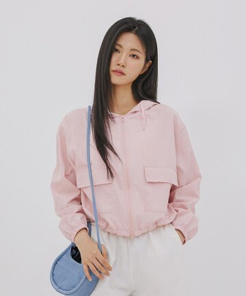 여성 후드포켓 윈드브레이커 (PINK) (HA4UJ1A-81)