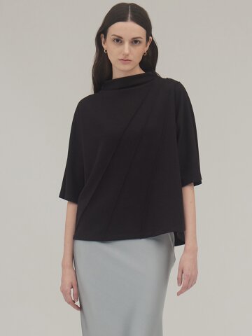 [한정특가]하프넥 핀턱 반팔 스판 블라우스_SVTS240301