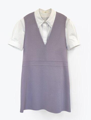 Handmade v-neck wool mini dress_RAVENDER