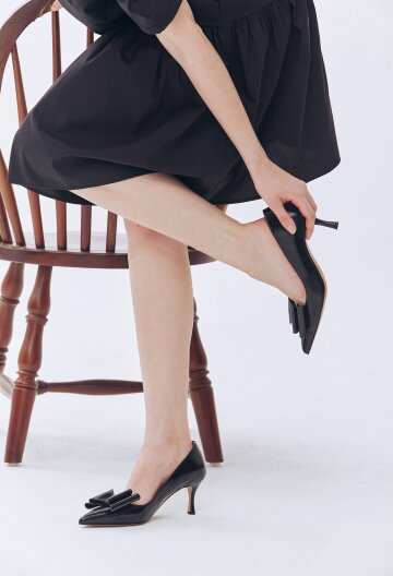 Fantasie Big Ribbon Pumps - Pearl Black