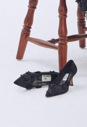 Jardin Flower Mesh Pumps - Mesh Black