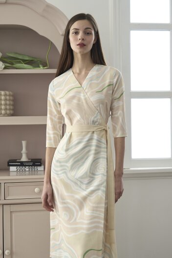 [KYM] 씨셸 스트라이프 프린팅 랩원피스