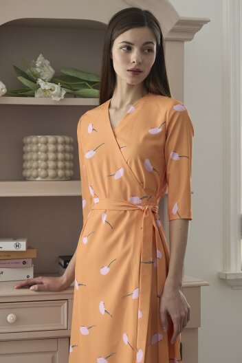 [KYM] 씨셸파이프 프린팅 랩원피스 오렌지