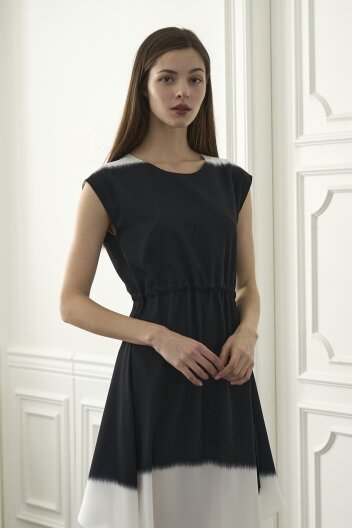 [KYM] 브러쉬 프린팅 드롭숄더 원피스