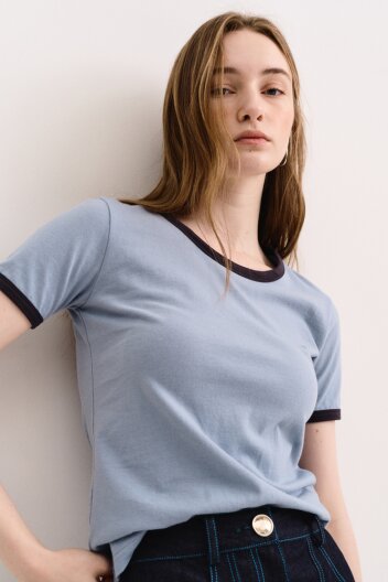 배색라운드반소매티셔츠_블루