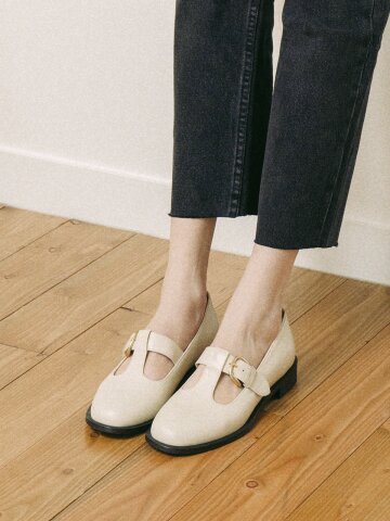 T스트랩 메리제인 플랫 크림 N-205/CR