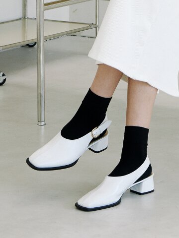 스퀘어 토 뮬 화이트 N-222/WH