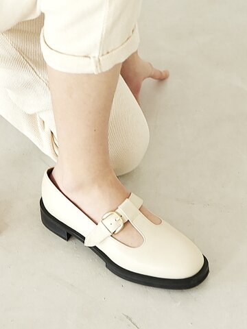 프론트 솔 T스트랩 메리제인 크림 N-225/CR