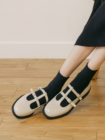 더블스트랩 메리제인 플랫 베이지 N-234/BG