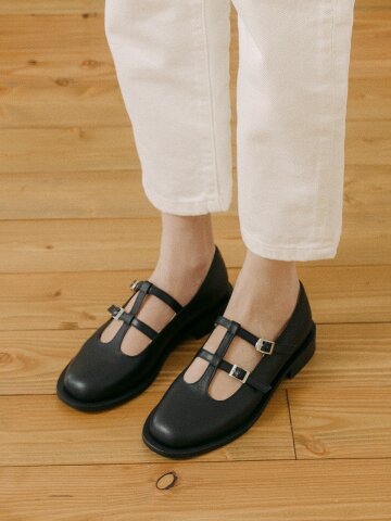 더블스트랩 메리제인 플랫 블랙 N-234/BK