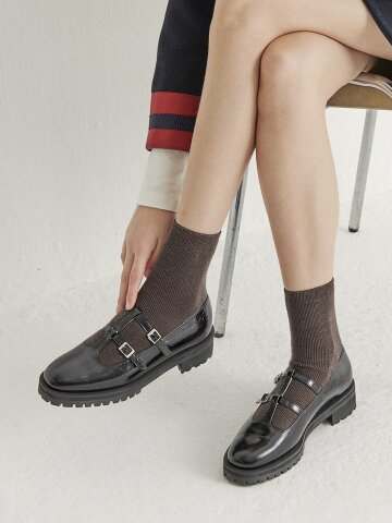 더블스트랩 메리제인 워커 블랙 N-632/BK