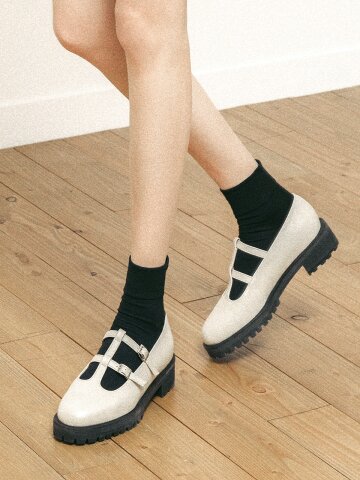 더블스트랩 메리제인 워커 크림 N-632/CR