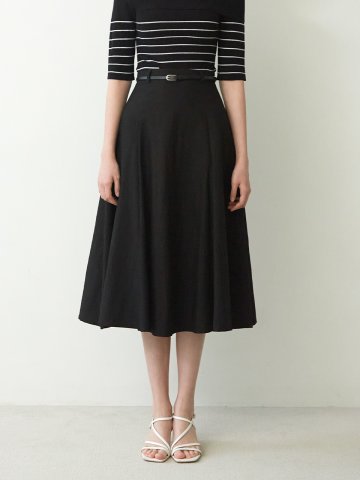 [2컬러] 썸머 벨트 에이라인 플레어 스커트