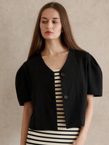 Two-Way Puff Blouse Jacket - Black