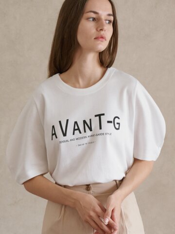 Round Sleeve Logoprint T-Shirt - 2COLOR