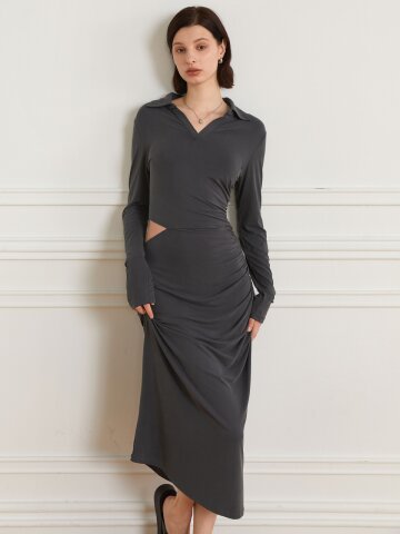 YY_Slim-fit cutout v-neck dress
