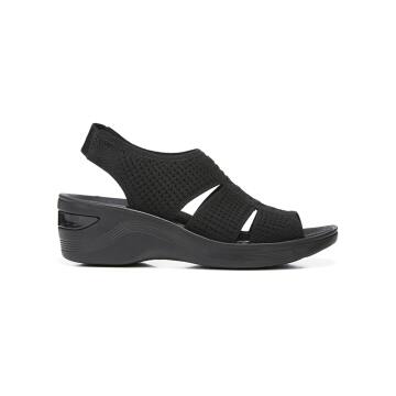 더블 업 여성 샌들-블랙