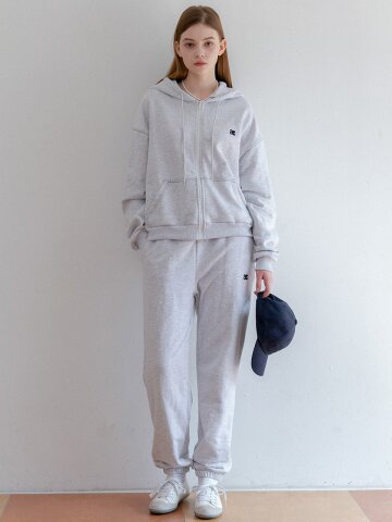STITCH HOOD ZIP-UP PANTS SET UP_MELANGE