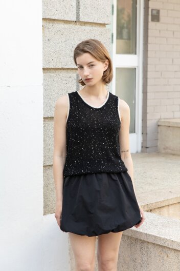 Sleeveless knit top - Black