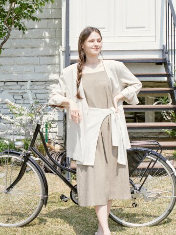 Breeze Oversized Linen Jacket (Beige)