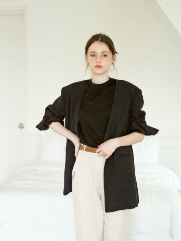 Breeze Oversized Linen Jacket (Black)