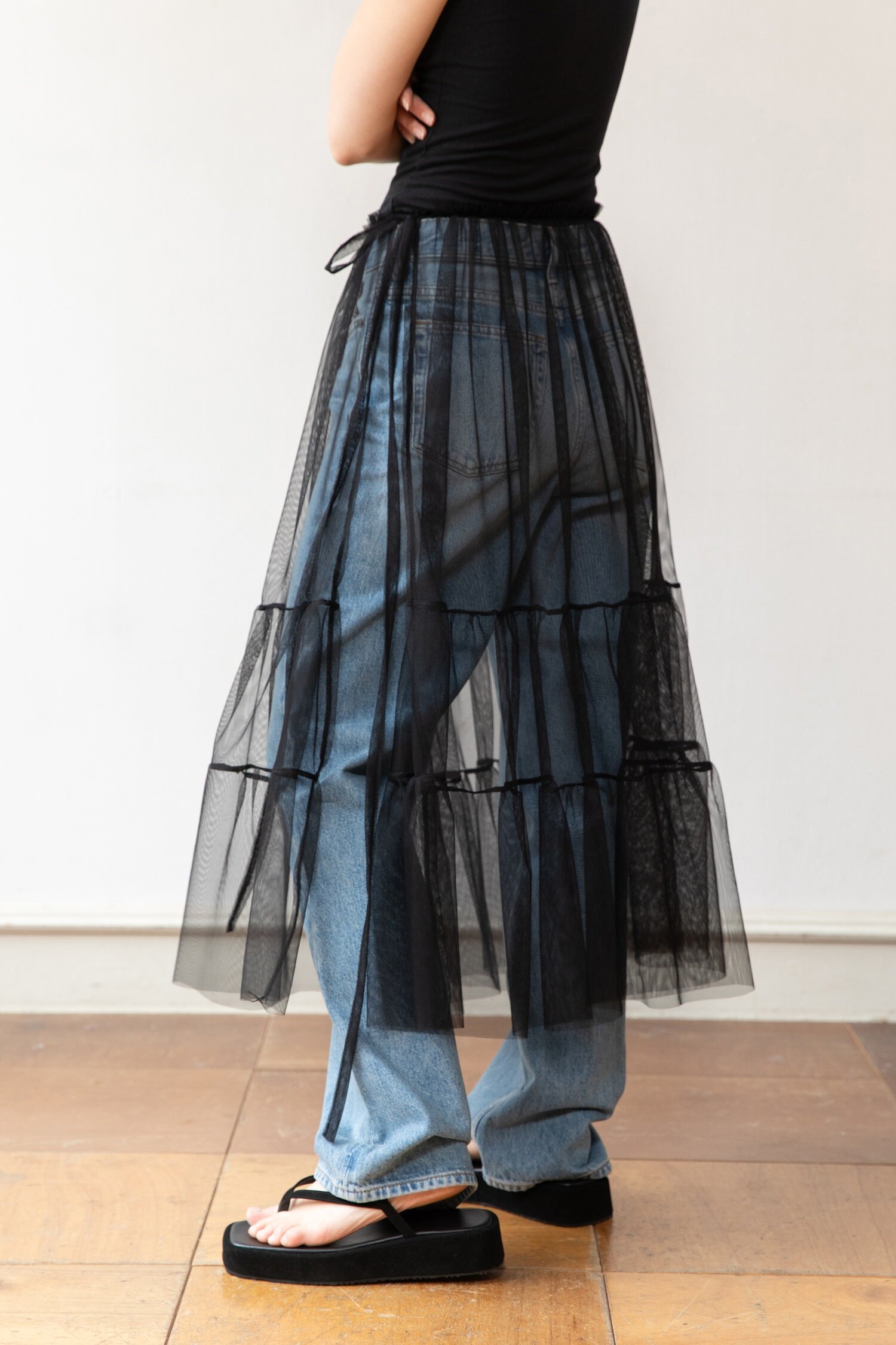 Lace wrap skirt - Black