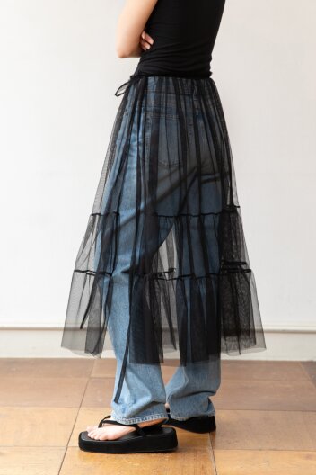 Lace wrap skirt - Black