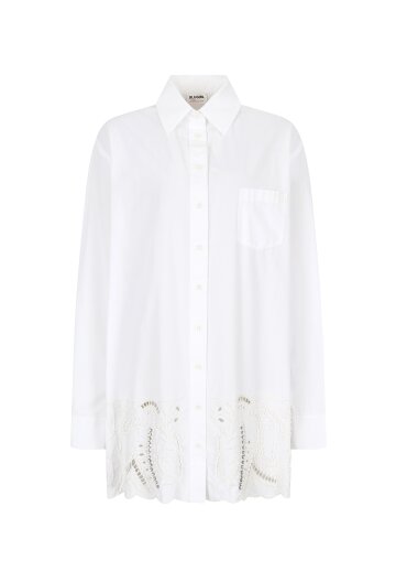 코튼 비즈 장식 스캘럽 블라우스 