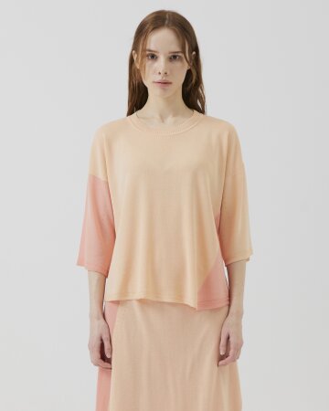 언밸런스 배색 풀오버 [오렌지]