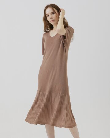 베이직 하프슬리브 드레스 [모카 베이지]