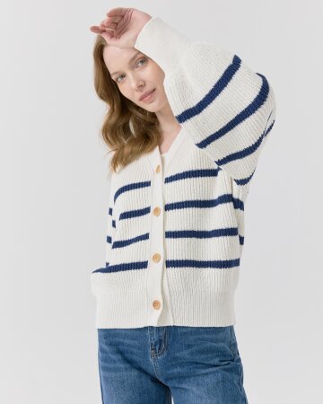 브이넥 스트라이프 니트  가디건