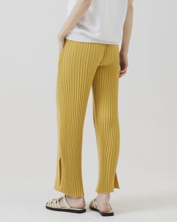 언밸런스 패턴  슬릿팬츠 [머스타드]