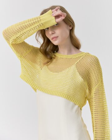 네트 크롭 니트 탑 [옐로우]