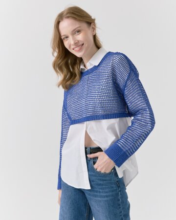 네트 크롭 니트  [네이비]