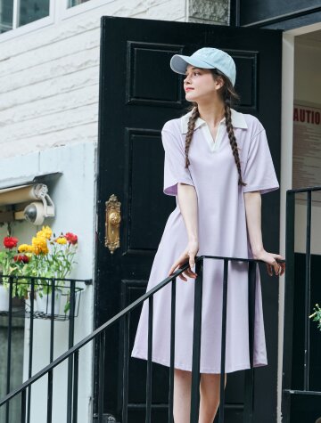 MET lovely summer collar dress lavender