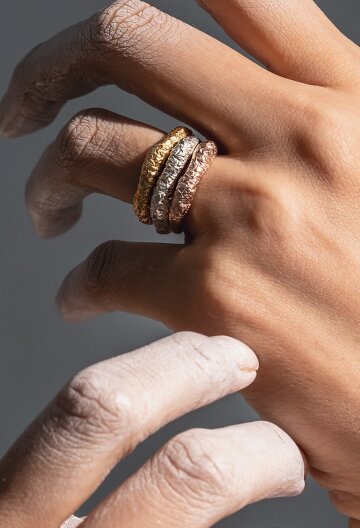 Brick Textured Ring 3PCS Set