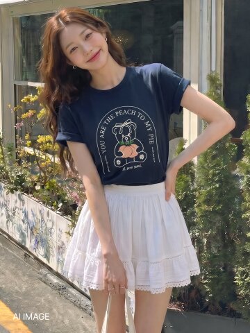 [2컬러] 피치 베어 티셔츠
