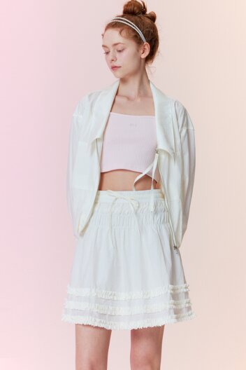 샤이닝 셔링 미니 스커트 화이트