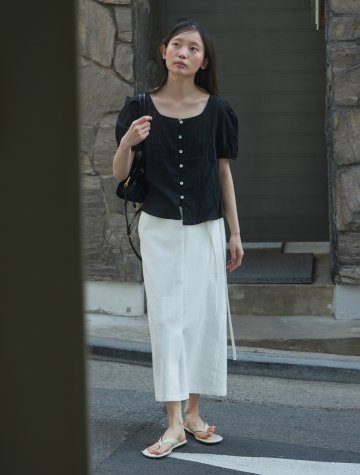 [6차] Tuck detail puff blouse_BLACK