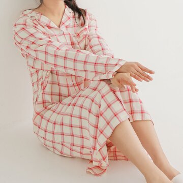 베이직체크 긴팔 롱원피스 4colors