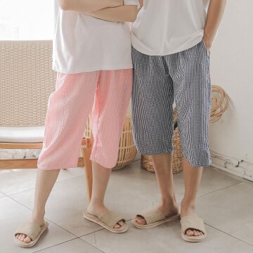 지지미 스몰체크 7부 남여 파자마바지